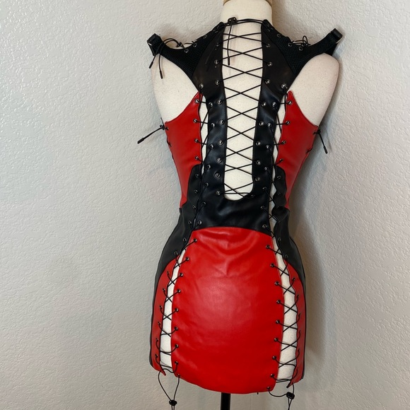 Dolls Kill Dresses Namilia Moto Lace Up Red And Black Mini Dress Poshmark